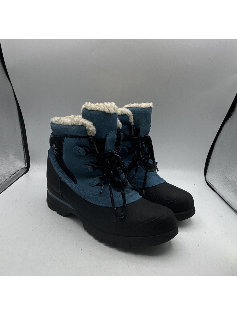 Sporto Women's Ankle Boots Size 9 Black Blue Lace-Up Warm Waterproof
